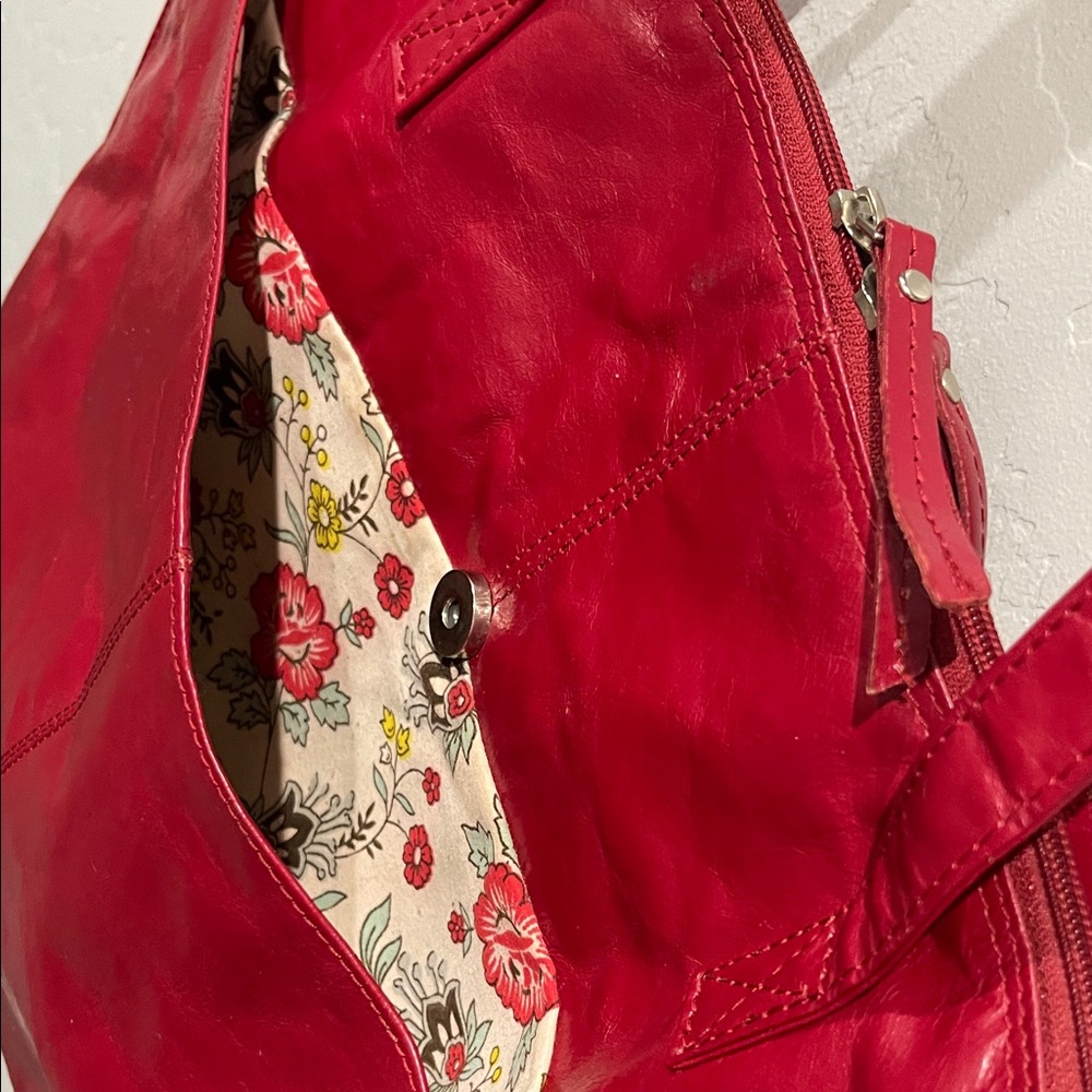 ILatico Red Leather Shopper Tote Bagss 16 x 12 - Picture 4 of 7